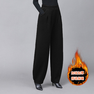 2025秋冬新款加绒加厚毛呢灯笼裤女高腰宽松显瘦休闲百搭哈伦裤子