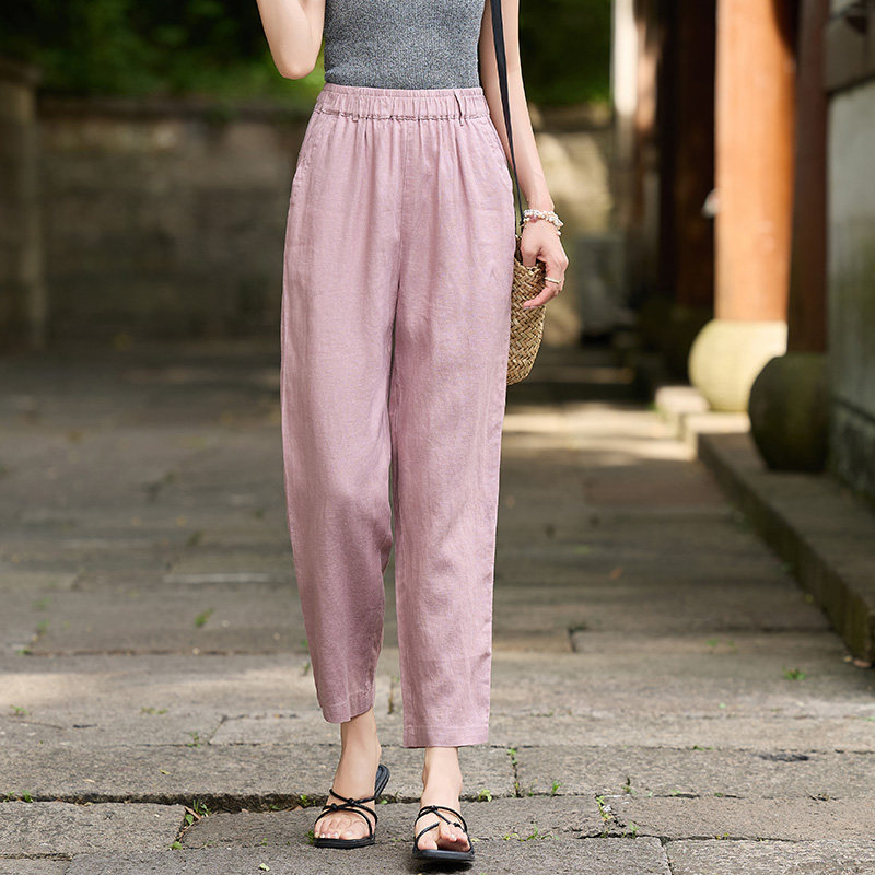 哈伦裤女夏季薄款女裤夏宽松九分100%亚麻裤子休闲灯笼萝卜镰刀裤,女装/女士精品,休闲裤,淘宝优惠券,粉丝福利购,淘宝优惠卷