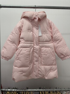 安奈家连帽粉色可爱时尚保暖中长款棉服女童