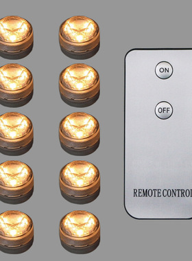 遥控LED防水潜水小灯鱼缸手办DIY装饰氛围发白暖光圆形纽扣旋转灯