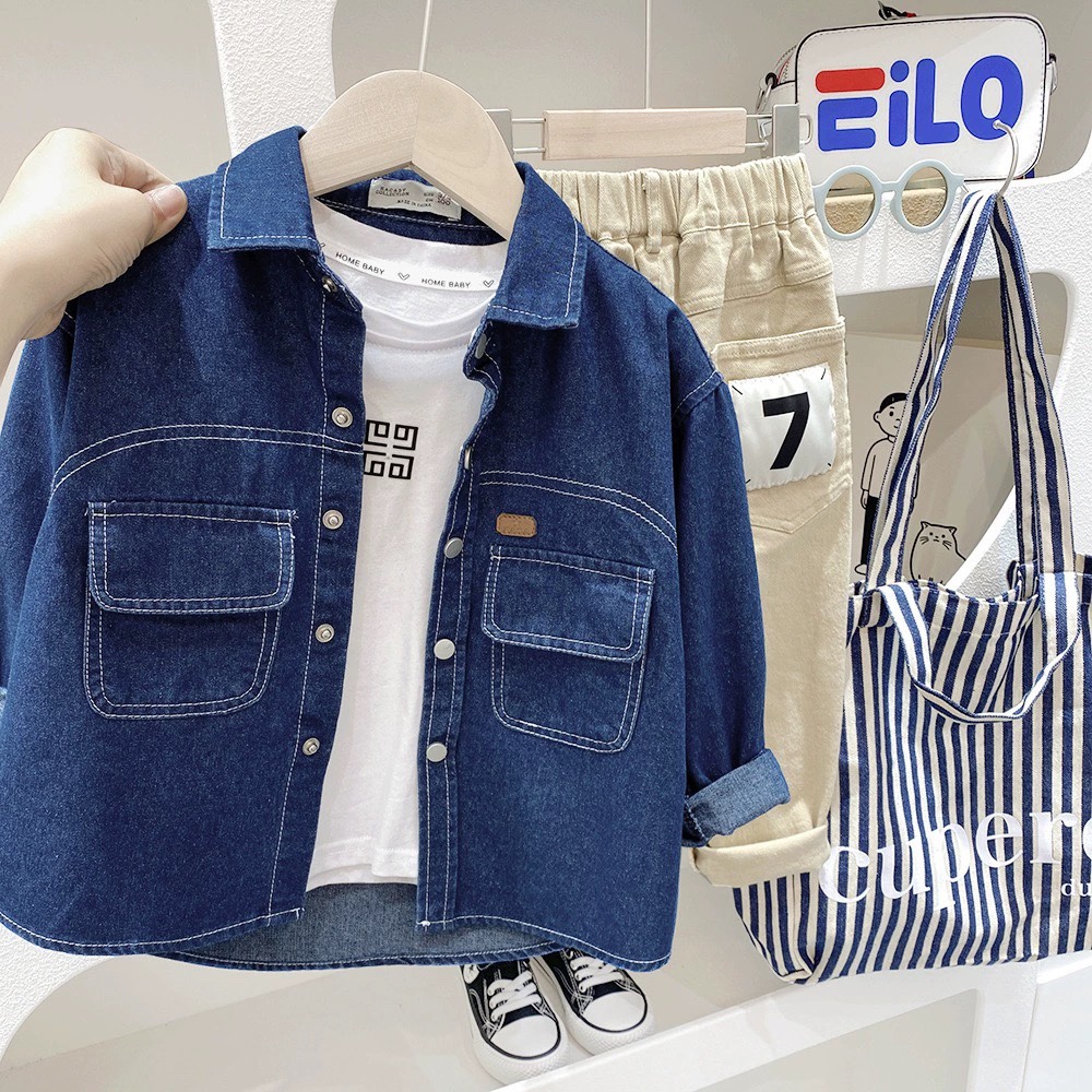 男童牛仔衬衫外套秋装新款春秋休闲童装儿童宝宝中小童潮