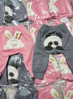 日单futa宝宝加绒婴幼儿大屁屁裤卡通男童女童裤子兔子熊猫保暖