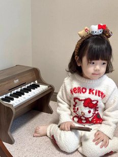 儿童睡衣2024秋冬新款男女童可爱kt猫半边绒上衣裤子家居服套装