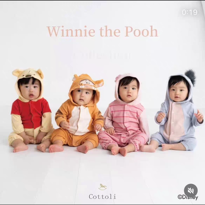 现货日单cottoli小木马迪某尼联名宝宝造型四色衣爬服超可爱