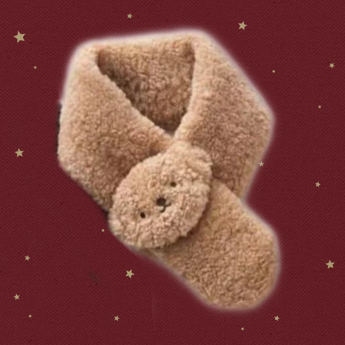 现货当天发日单原单小熊兔子毛绒围巾秋冬款宝宝围脖