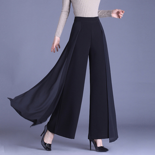 裙裤 女夏秋宽松甩裤 舞蹈裤 走秀裤 雪纺垂坠飘逸 新款 长裤 高腰阔腿裤