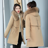 韩版 大码 宽松派克服棉服女200斤中长款 外套加厚加绒羽绒棉衣棉袄