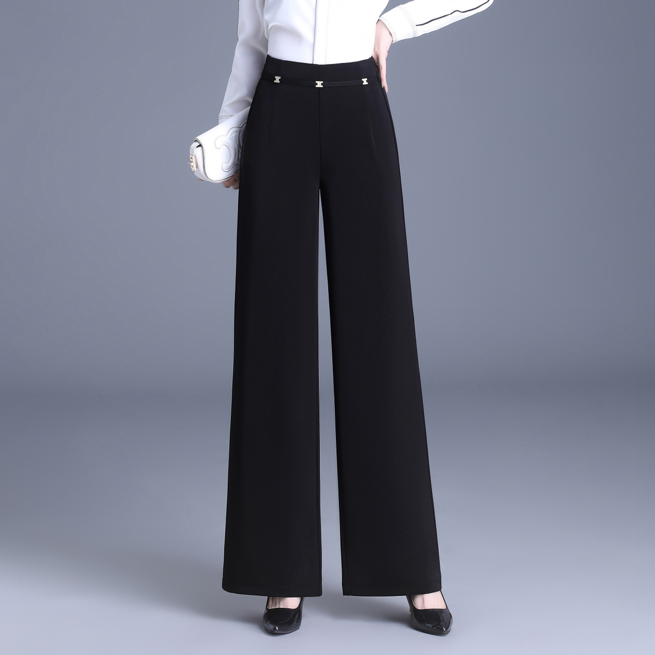 2025新款垂感阔腿裤女秋冬宽松高腰显瘦女士休闲裤抗皱松紧腰裤子,女装/女士精品,休闲裤,淘宝优惠券,粉丝福利购,淘宝优惠卷