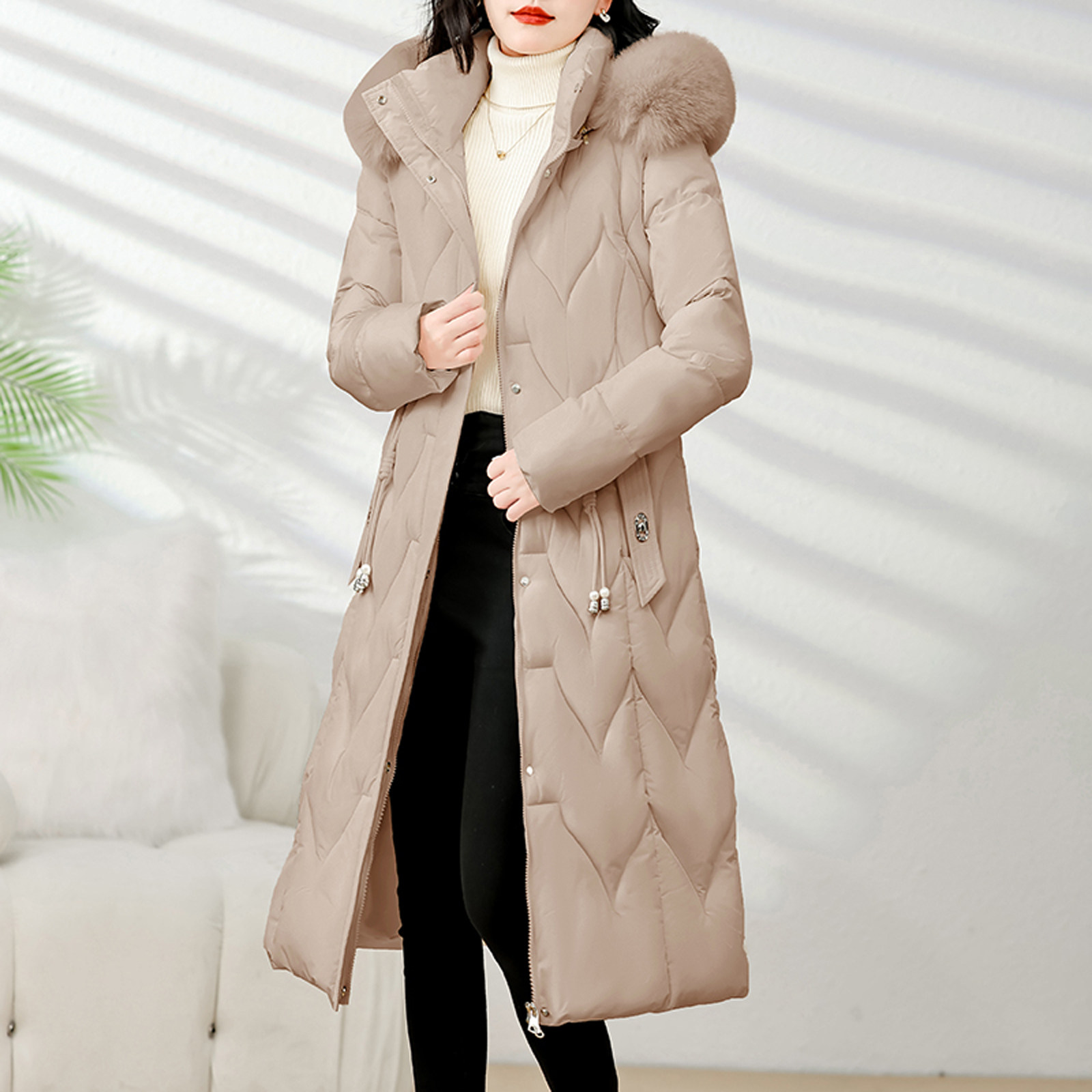 长款羽绒棉服女2025冬季新款过膝棉衣修身保暖棉袄加厚冬装外套