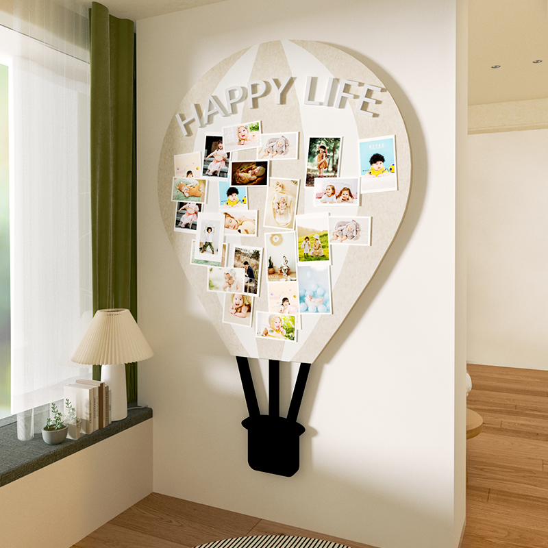 毛毡墙贴照片墙背景板软木板羊毛毡墙贴幼儿园教室展示热气球装饰