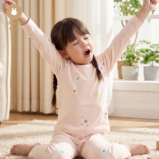 Dobito/多比兔夏季纯棉儿童柔软睡衣婴儿宝宝舒适薄款空调服套装