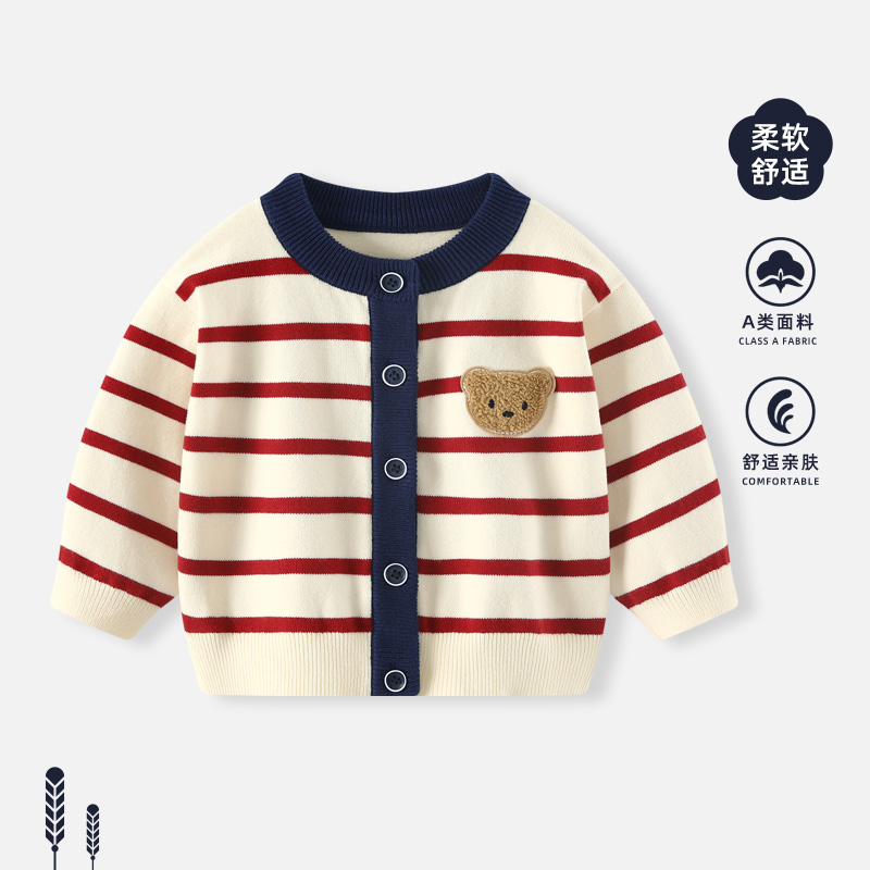 【活动价】婴儿毛衣春秋男童外套宝宝针织开衫春季儿童男宝春装外出衣服上衣