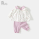 子分体两件套婴儿春季 波步宝宝春装 娃娃领上衣裤 女童长袖 衣服 套装
