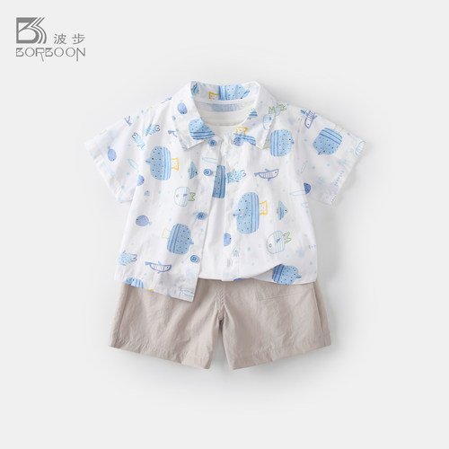 男童套装男宝宝衬衫薄款衣服