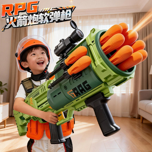 超大八连发火箭炮玩具！男孩喜欢