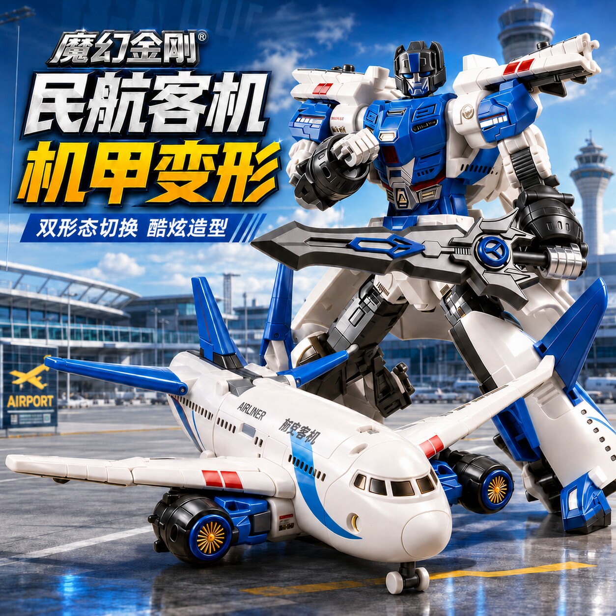 儿童变形飞机模型玩具！2种变形