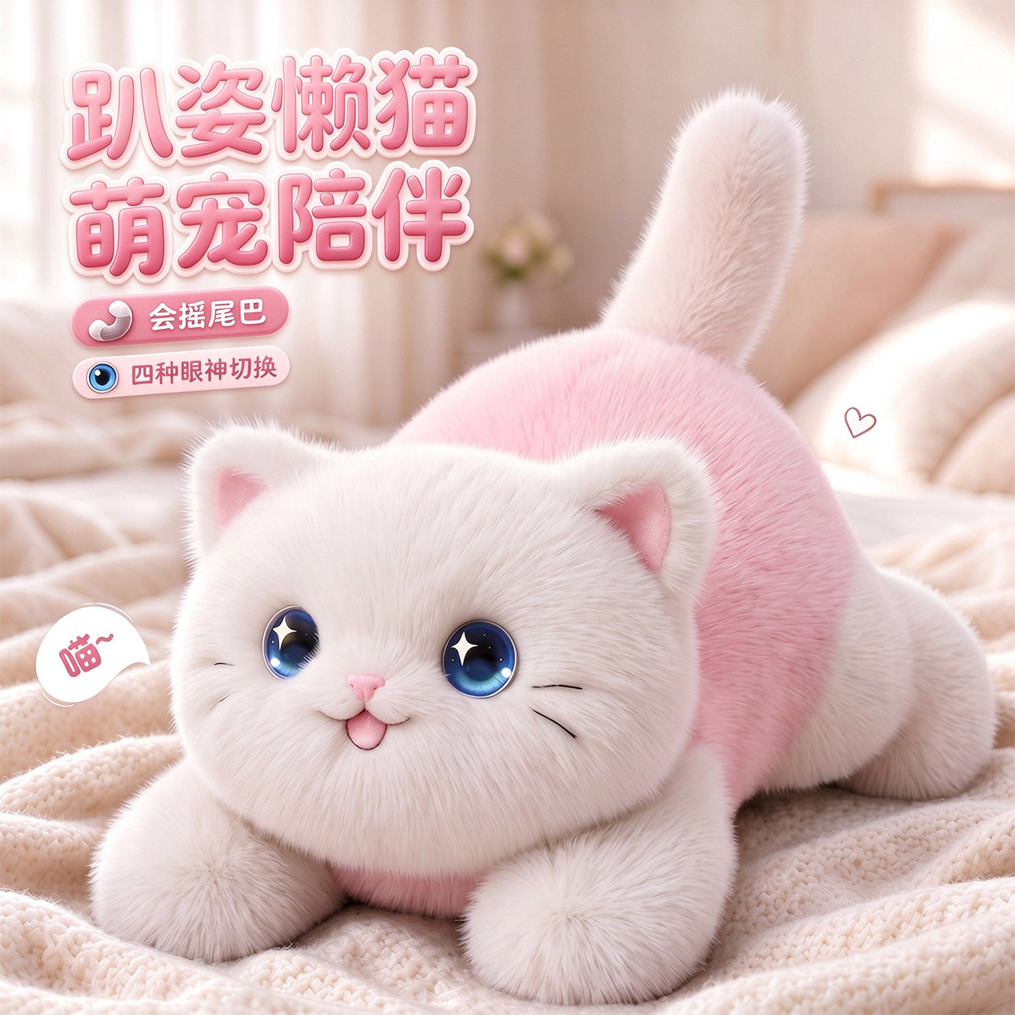 抱抱模拟进食小懒猫！过家家礼物