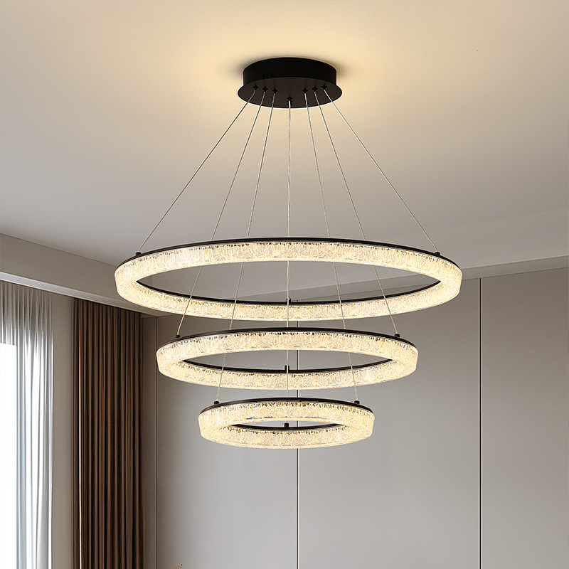 意式轻奢圈圈吊灯客厅饭厅卧室圆环吊灯简约楼梯吊灯理发店前台灯