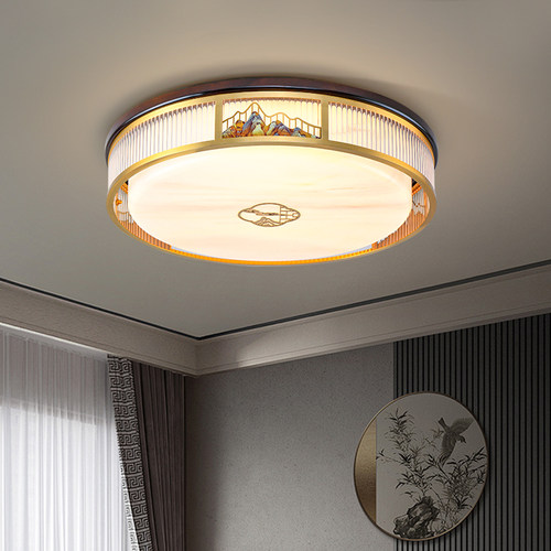 新中式全铜实木吸顶灯