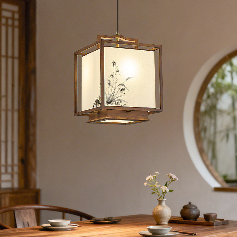 宋式实木小吊灯新中式水墨画东方美学餐厅吧台书房茶桌上方吊灯,家装灯饰光源,餐厅吊灯,淘宝优惠券,粉丝福利购,淘宝优惠卷