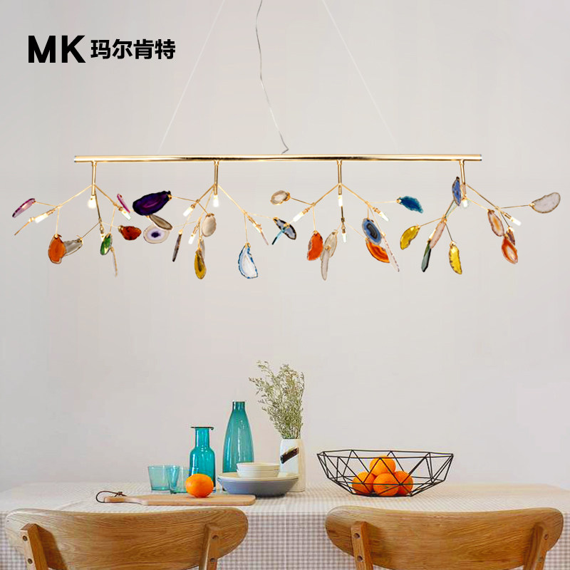 玛瑙吊灯餐厅北欧轻奢简约现代餐桌饭厅展厅样板房服装店吧台吊灯