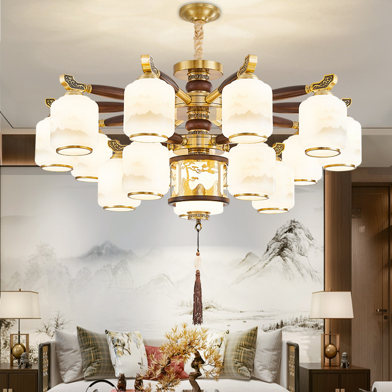 新中式全铜客厅吊灯朝下款