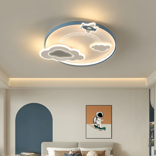可爱儿童房间灯蓝色男孩卧室飞机灯云朵女孩粉色幼儿园早教课室灯