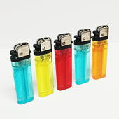 全新彩色透明塑料复古怀旧砂轮火石明火打火机商超家用一次性火机