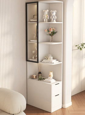 实木沙发边几小户型客厅角落高柜家用简约窄缝收纳置物柜转角书柜