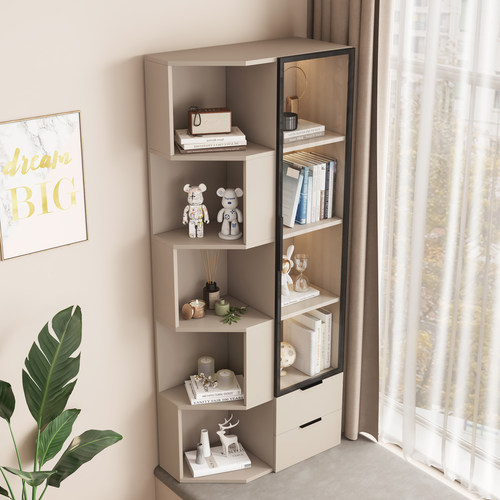 飘窗柜实木收纳储物柜家用卧室阳台防晒玻璃书柜落地窗台转角立柜