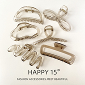 新款 灰茶色透明果冻抓夹发夹气质简约发卡大号高级感后脑勺鲨鱼夹