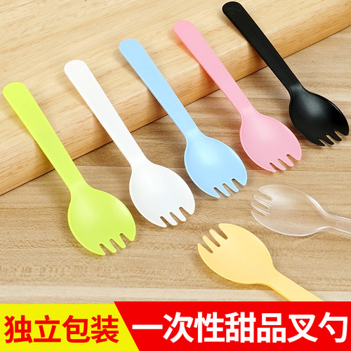 一次性蛋糕叉勺独立包装塑料勺子