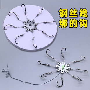 翻板钩糠饼钩八 钩钓鲢鳙爆炸钩钢丝硬线翻板钩手工精绑制钢丝钩