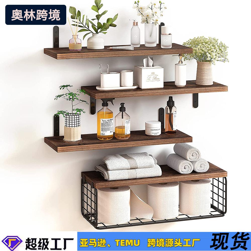 亚马逊同款浮动置物架墙壁浮动架壁挂式多层整理架浴室铁艺储物架