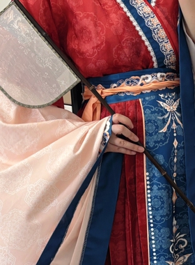 金扇原创大尺寸长柄暗纹刀扇中式汉服战国袍国风便面扇