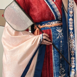 金扇原创大尺寸长柄暗纹刀扇中式汉服战国袍国风便面扇