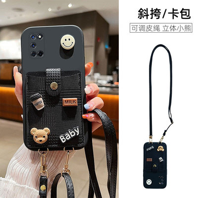 适用OPPOA52手机壳PDAM10情侣网红同款创意卡通彩绘防摔新款卡包