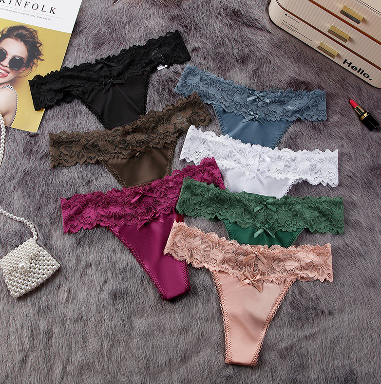 Women Ice Silk Thongs Underwear  Ladies Seamless T-back S-XL