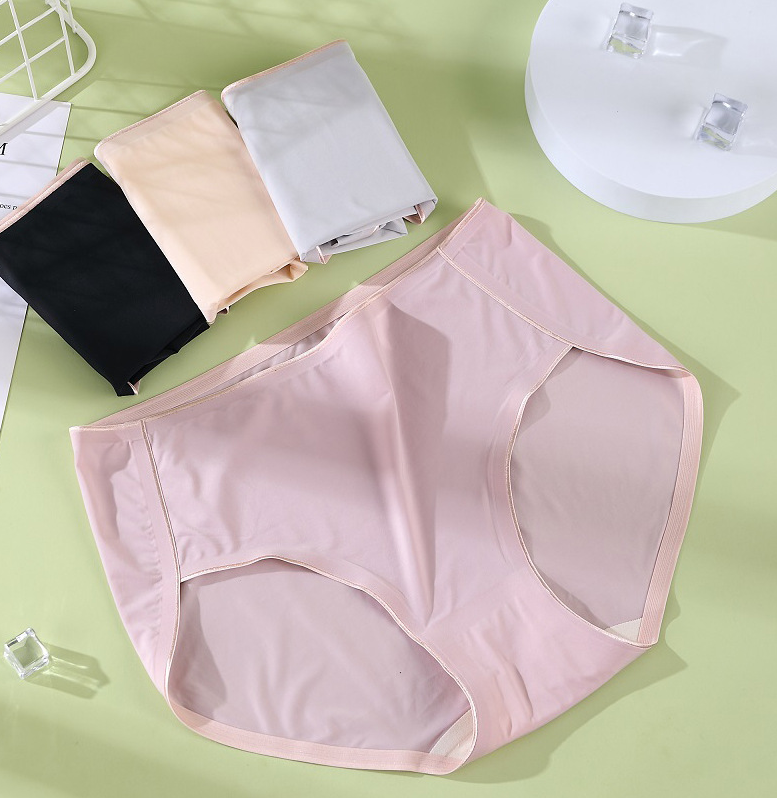 Women's Ice Silk High Waist Underwear Ladies Comfy Panties