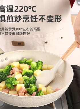 INS白色木柄硅胶锅铲厨具3件套硅胶锅铲套装厨房汤勺烹饪厨具铲子