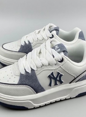 MLB 纽约洋基队 织物百搭低帮板鞋男女同款白青色3ASXD015N-50NYS