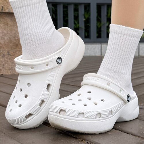 Crocs卡骆驰 Classic Platform Clog洞洞鞋女款 月光灰206750-1NK