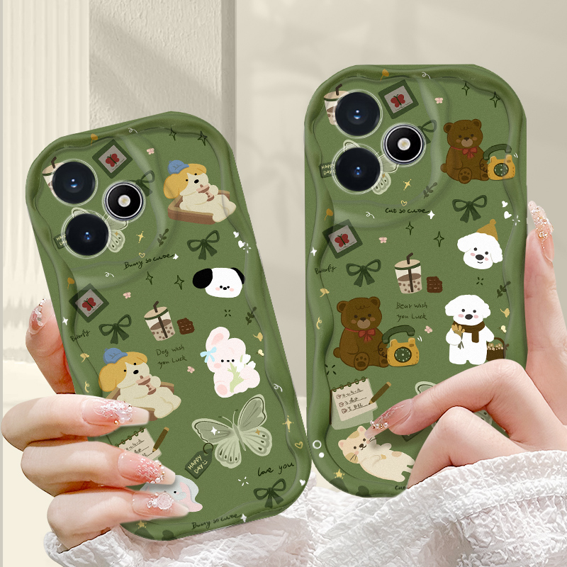 适用于红米Note14手机壳奶油纹绿