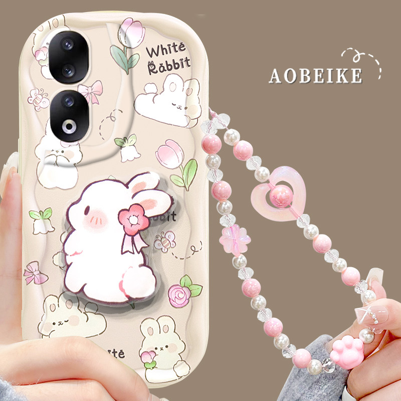 手机壳全包防摔透明蓝兔奶油硅胶