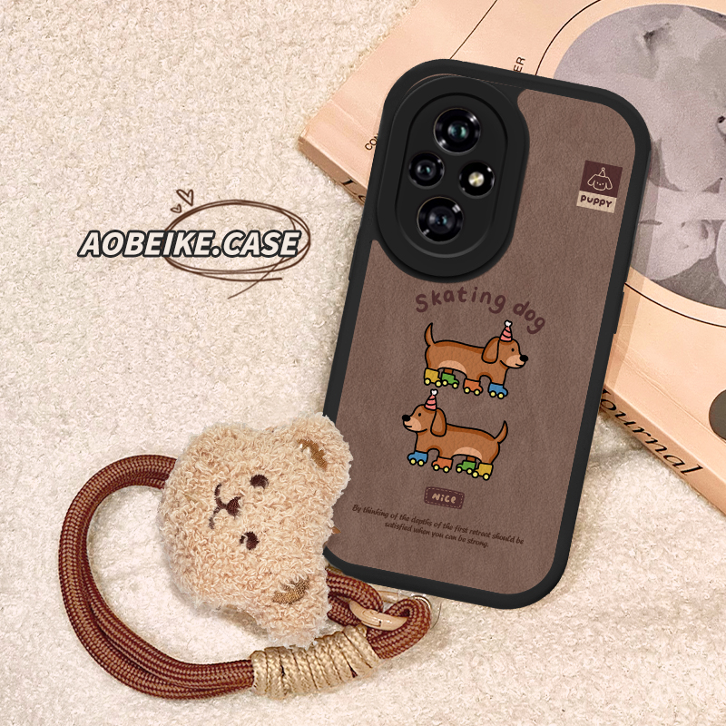 适用于荣耀200手机壳羊皮滑轮