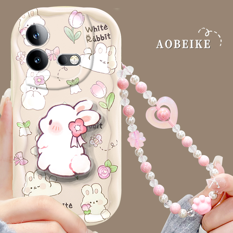 手机壳全包防摔透明蓝兔奶油硅胶