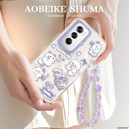 可爱卡通适用于OPPOReno13手机壳软硅胶12全包不顶膜11Pro超薄散热10卡通小猫Reno9/8直边透明7新款天使眼5/6