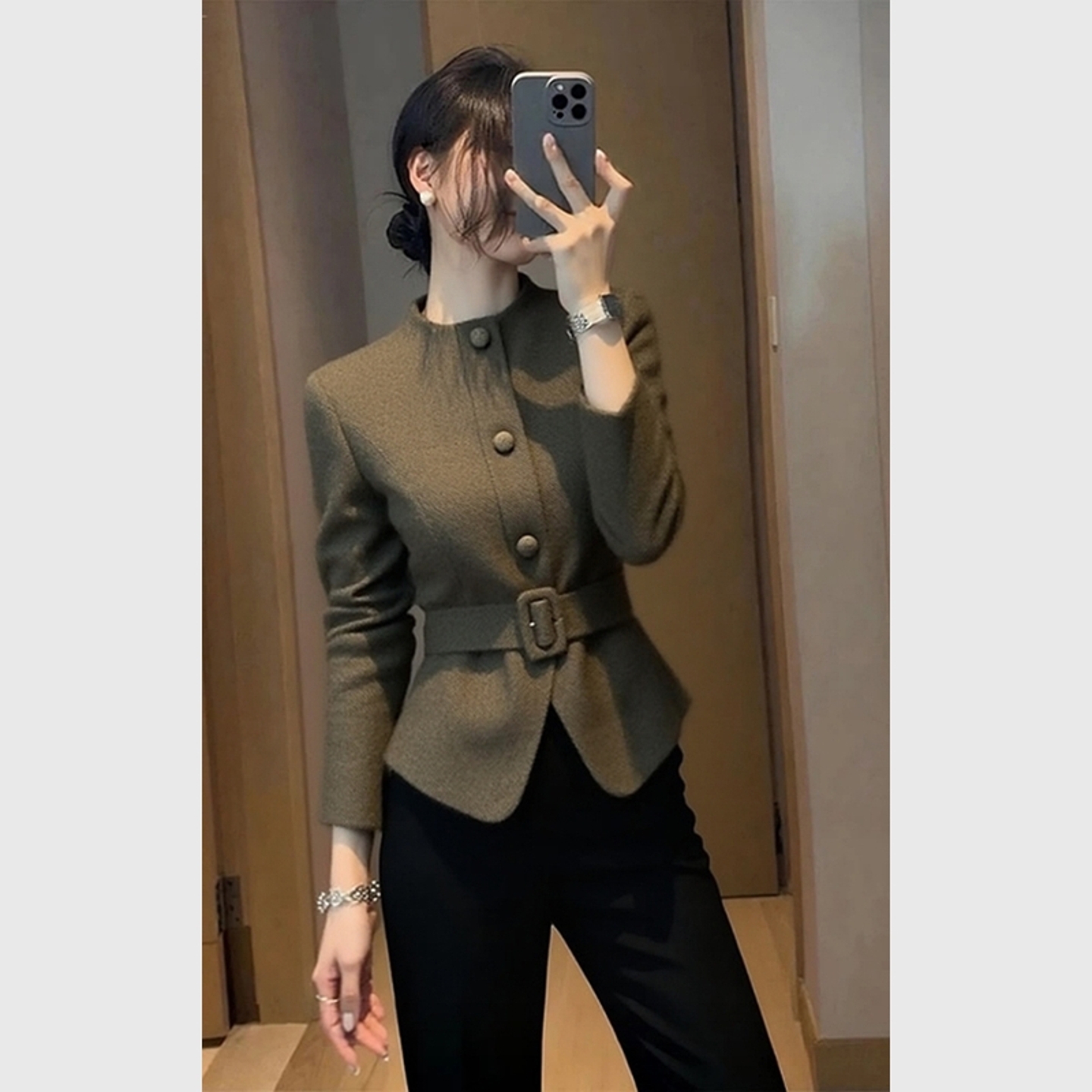 超好看气质高端收腰小香风圆领女