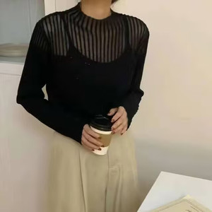 2024年秋冬时尚烫钻半高领针织衫上衣女修身显瘦天鹅绒打底衫毛衣
