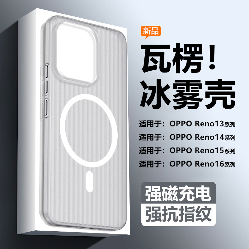 适用OPPOReno13~16瓦楞纹冰雾壳